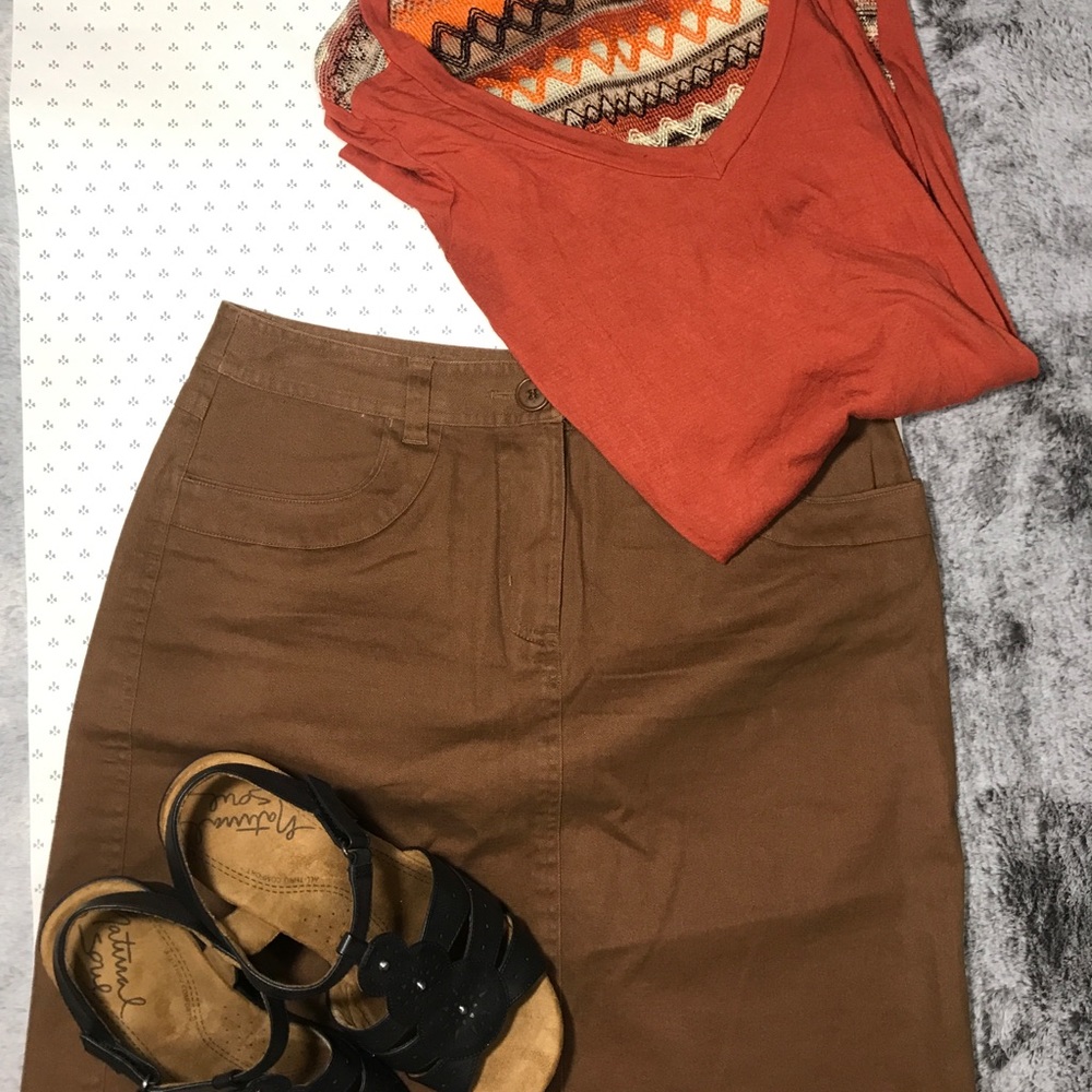 Talbots Brown washed skirt
